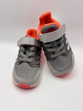 Kids Adidas Gray and Coral Athletic Sneakers